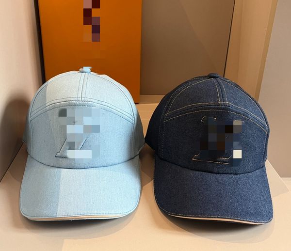 Casquette de baseball brodée en denim pour hommes et femmes Printemps et été Casquettes de voyage à visière Hard Top Europe et Amérique Chapeau de soleil transfrontalier