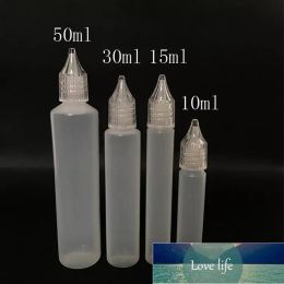 Top lege sapnaaldfles druppeltip 10 mm 15 ml 30 ml plastic vloeistof opslag squeezable druppelaar