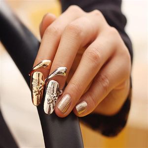 Top Europese Mode-sieraden Leuke Retro Bloem Dragonfly Kralen Strass Pruim Slang Goud Zilver Ring Vinger Nagel Ringen Brid243Q
