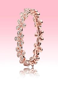 Top Fashion 18K Rose Gold Ring Femmes Mariage des bijoux pour 925 Real Silver CZ Diamond Crystal Daisy Flower Rings avec Box3744905 d'origine
