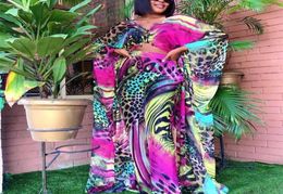 Top Fashion 2 pièces Set African Robes for Women Two S Treat Chiffon Print Long Abayaloose Pantal