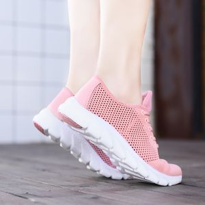 Top Fashion 2021 Off Men Womens Sports Running Shoes Color sólido de alta calidad Transpirable Outdoor Runners Pink Knit Tennis Sneakers TAMAÑO 35-44 WY30-928