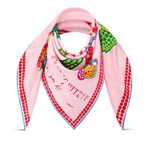 Top marque de mode artiste Yayoi Kusama foulard en soie à motif floral L monogramme de créateur 100% sergé soie femme 90CM foulard carré M78314 2024 nouveau style