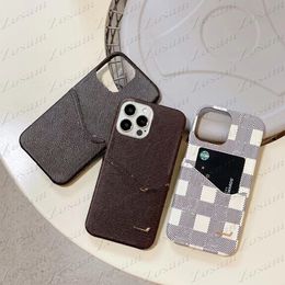 Top Fashion Card Pocket Leather Phone Case Retro pour IPhone 14 14pro 13 13pro 12 12pro 11 Pro Max X Xs Xr Metallic Designer Letter Flower Cases Cover