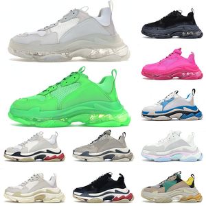 Top Fashion Clear Sole Triple S 17FW Plate-forme Plate-forme Casual Chaussures Hommes Femmes Beige Rainbow Crystal Bottom Vintage Old Outdoor Baskets Baskets