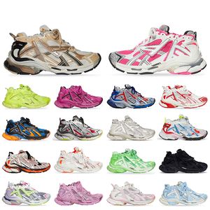 Top diseñador de moda Track Runners 7 7.0 Zapatos casuales Plataforma Marca Tracks Runner Mule Zapatillas de deporte Golden White Red Blue Pink Mesh Nylon Retro Entrenadores de gran tamaño 36-46