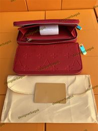 Top Fashion Fleurs Designer Portefeuilles Luxurys Hommes Femmes Sacs en cuir de haute qualité Lettres classiques Clé Porte-monnaie Boîte originale Porte-cartes à carreaux Portefeuilles avec boîtes Rouge