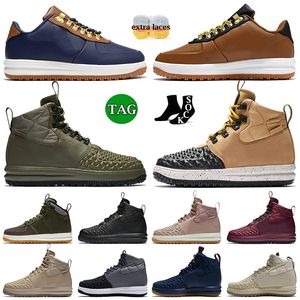 Moda High OG Lunar Forces 1 Duckboot Zapatos Triple Negro Bronceado Rosa Marrón Lino Borgoña Cumbre Blanco Bajo Lobo Gris Oliva Zapatillas de deporte con plataforma Botas de pato de diseñador