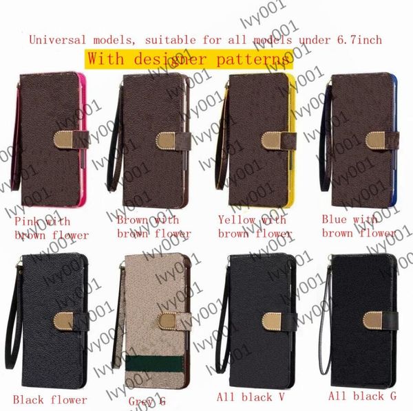 Top Fashion L Wallet Phone Cases pour iPhone 15 pro max 14 plus 13 12 mini 11 Pro XS XR X 8 7 Étui en cuir à rabat Couverture en relief Samsung tous les modèles S22 23 Note 10 20 ultra S21 b05