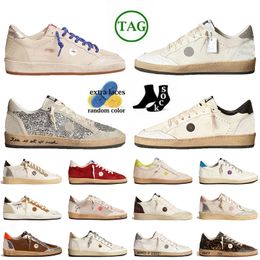 Top Fashion Luxury Glitter Designer Casual Shoes Ball Star OG Originele handgemaakte suede lederen Italië merkplatform Upper vintage Golden Goode sneakers Trainers