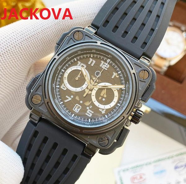 Top Fashion Luxe Hommes Chronographe Montre À Quartz 48mm Sport Date Haute Qualité Montres Top Design Belle Horloge Bande De Caoutchouc Chronomètre Fonctionnel Sous Cadran Travail