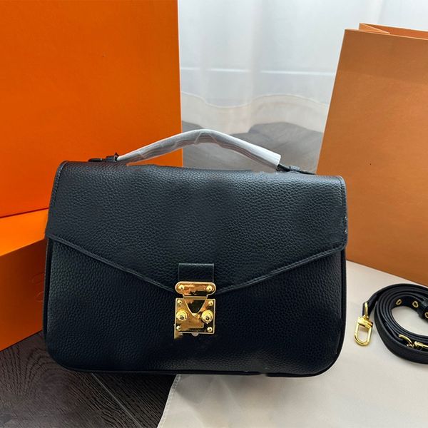 Las mejores bolsas de mensajero de lujo de moda, bolso de diseñador de cuero negro, bolso de hombro para mujer, bolso cruzado con estampado de flores antiguas, monedero portátil, billetera en cadena, bolsos