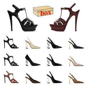 Top Fashion Luxury With Box Sandals Famous Designer Femmes High Heels Patent Leather Plateforme glissements Lady Heel Bottoms Party Mariage Suede Classics Léopard Slippers Leopard