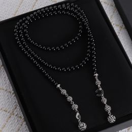 Topmode ketting luxe zwarte ketting parelkettingen voor vrouw brief kralen ketting ontwerper sieraden huwelijkscadeau