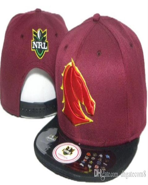 Top Fashion nouveau Nrl Brisbane Broncos Snapback Hat Nrl équipes Snapbacks chapeaux casquettes réglables hommes femmes été plage soleil Cap8185360
