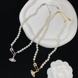 Colliers de perles haut à la mode pour femmes, collier en diamant de luxe de styliste, chaîne cadeau, fourniture de bijoux