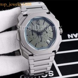 Top Fashion Quartz Chronograph Watch Men Grey Sier Dial 40mm Classic Stop-Watch Messieurs Messieurs de bracelet décontracté Clock en acier inoxydable complet 6179