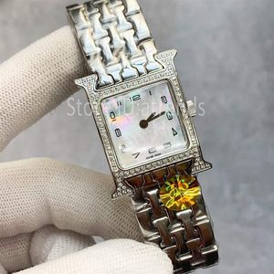 Top Fashion Quartz Horloge Vrouwen Goud Zilver Wijzerplaat Strass Bezel Volledig Roestvrij Stalen Band Polshorloge Klassiek Vierkant Ontwerp Ladies233e