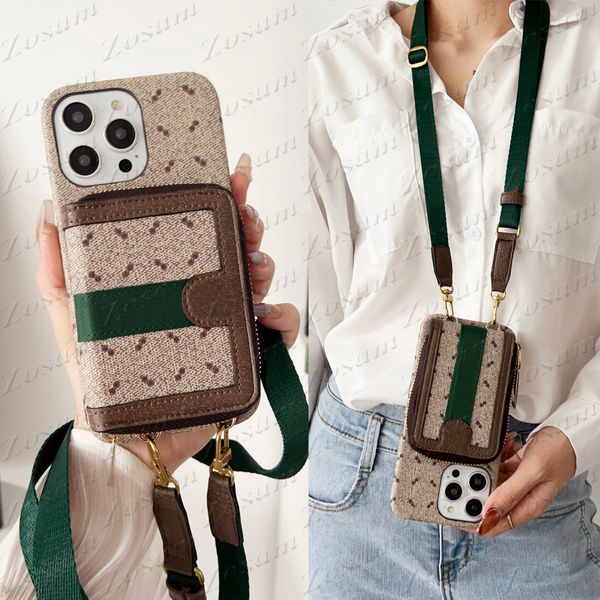 Top Fashion Red Green Stripe Phone Case pour iPhone 15 14 13 12 Pro Max 11 x XS XR 8 7 Plus Gadgets en cuir Gadgets Sac de stock