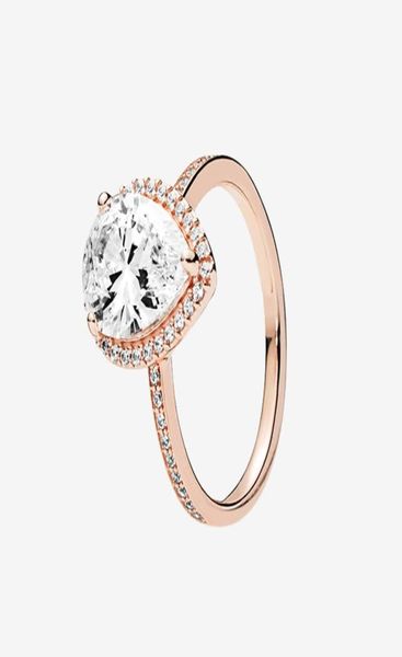 Top Fashion Rose Gold plaquée Anneau de mariage Femme Gift Sparkling en larme Halo avec boîte d'origine pour 925 Silver Ring7857073