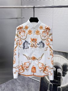 Top Fashion Summer Men's Top All Animal Imprime à manches longues Shirt Fabric de soie personnalisée Taille M-3XL