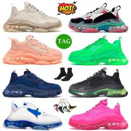 Top Fashion Triple S Running Shoes Us 11 Paris 17 FW Men Women Wit Zwart Luxe ontwerper Crystal Bottom Platform Sneakers Trainers Leather Suede Dad Shoe