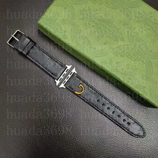 Bracelet de montre haut de gamme pour Apple Watch Band 42mm 38mm 40mm 44mm 41mm 45mm 49mm iWatch 2 3 4 5 6 SE 7 8 Series G Luxury Designer Leather G06 Flower