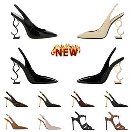 Top Fashion With Box High Heel Party Wedding Pumps Sandalen beroemde Designer Women Patent Leather Suede Dlides Luxe Lady Heel Classics Golden Gold Bottoms Slippers