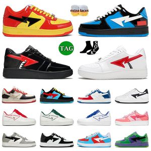 Créateur de mode Bapestaes Stas Sk8 Chaussures de course Femmes Baskets basses en cuir verni Noir Blanc Rose Camo Vert UNC Orange Plateforme Baskets Jogging Marche