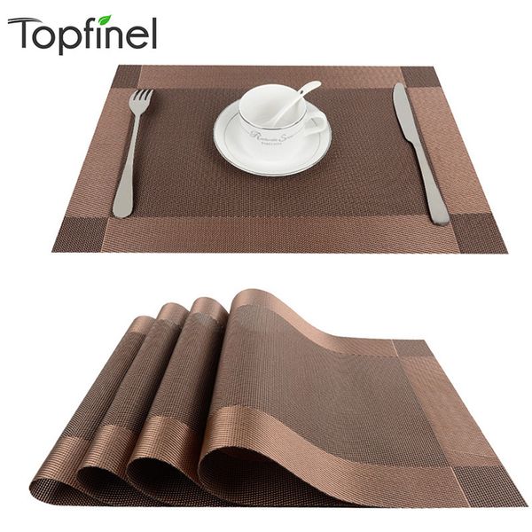 Top Finel 4pcs / lot PVC Vinyle décoratif Napperons pour table à manger Runner Lin Place Mat dans les accessoires de cuisine Coupe Coaster Pad T200708