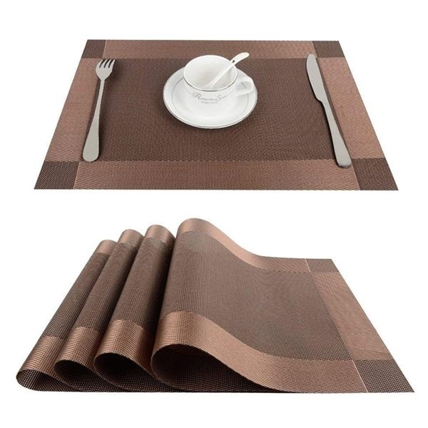 Top Finel 4pcs / lot PVC Napperons en vinyle décoratif pour table à manger Runner Lin Place Mat dans les accessoires de cuisine Cup Coaster Pad 220627