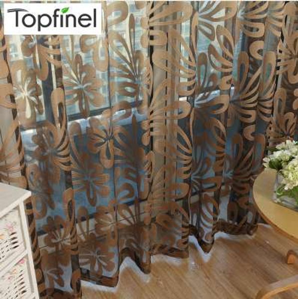 Top Finel Géométrique Moderne Fenêtre Sheer Rideau Panneaux pour Salon la Chambre Cuisine Stores Fenêtre Traitements Draperies