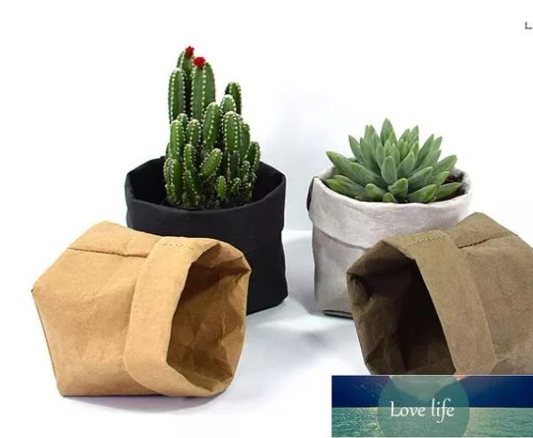 Macetas plegables superiores Maceta de papel Kraft Impermeable 4 colores Protección del medio ambiente Macetas bolsa de almacenamiento Mini jardín Bolsa de verduras Lavable