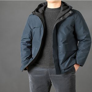 Manteau en fourrure pour hommes, veste en duvet décontractée classique pour l'extérieur, chapeau amovible pour une protection contre le vent et la chaleur