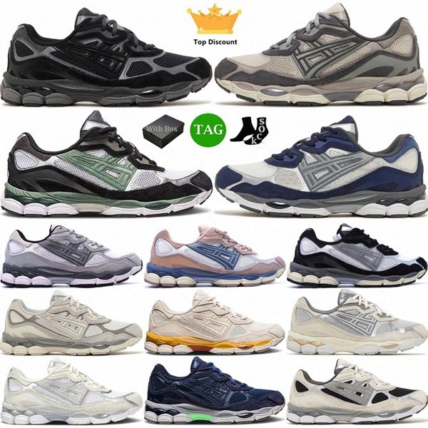 Top Gel Nyc Marathon Running Shoes Diseñador Entrenadores Avena Concreto Obsidiana Marina de acero Crema Gris Oyster Grafito gris Grafito negro Ivy al aire libre 49by#