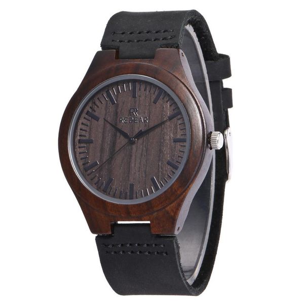 Top Gift Relojes de madera Retro Men's Unique 100% Nature Wooden Bamboo Reloj de pulsera hecho a mano Ladies clothing lovers reloj de pulsera Correa de cuero