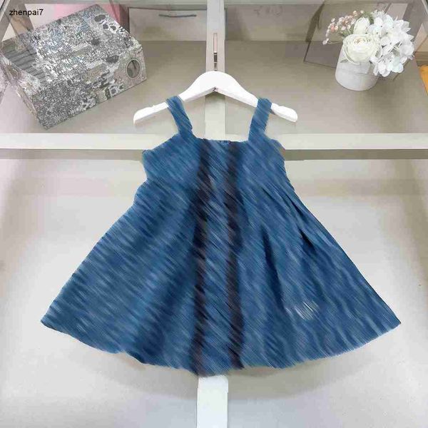 Top Girl Denim Dress Impresión de letra Sling Baby Falda Tamaño 100-150 Kids Diseñador Ropa Bordada Logo Child Frock 24Feb20