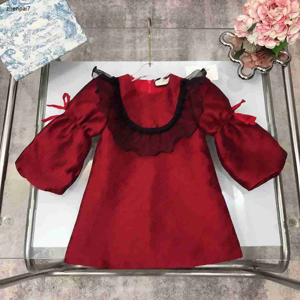 Top Girl Dress Diseñador Vestidos para niños Tamaño 100-150 Grid Bordado Bordado Baby Falda Negro Pearl Pearl Display Kids Frock Dec05
