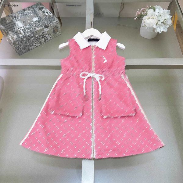 Top Girl Skirt Lace Up Winist Diseño Baby Dress Size 110-160 Kids Designer Ropa Decoración de bolsillo grande Frock Jan20
