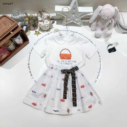 Ensembles de robes de filles Top Girls Summer Lovely Kids Tracksuits Taille 100-160 T-shirts et lettres de ruban imprimé jupes à arc 24FEB20