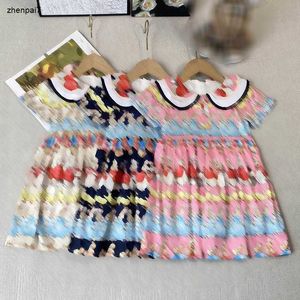Top Girls PartyDress Kids Designer Kleding Maat 90-140 cm konijnenpatroon Print Baby Rok Flip Collar Design Princess Dress 24April
