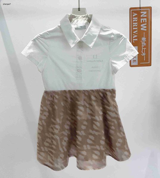 Top Girls Skirt Kids Diseñador Diseñador Carta Impresión Vestidos de niña Tamaño 100-160 cm Logotipo bordado Vestido Princess Summer Baby Frock 24mar