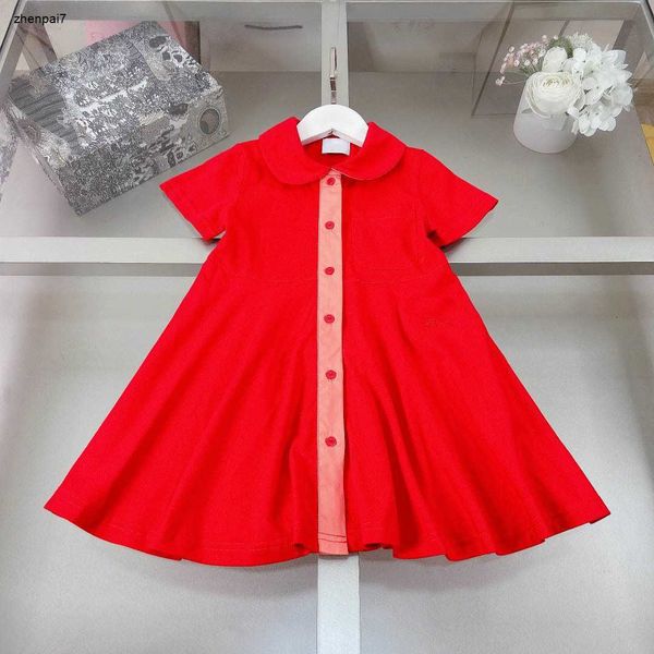 Top Girls Skirt Kids Diseñador ropa de color sólido Vestidos de niña Tamaño 100-160 cm Knight Bordery Princess Vestido de verano Baby Frock 24mar