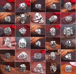 Top Gothic Punk Diverse Schedel Sport Bikers Women039s Men039s Vintage Antiek Zilver Skelet Sieraden Ring 50 stuks Veel Whole4737902