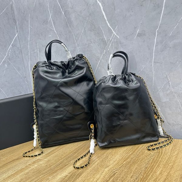 Top grade 1: 1 CC sac en cuir véritable motif diamant 22s sac à dos avec logo en métal pour sac à ordures de grande capacité pour femmes sac à bandoulière ID royalfashion_bag