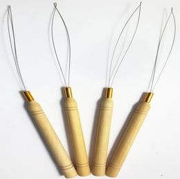 Enfileur à manche en bois de qualité supérieure, 2 pièces, pour plumes, accessoire de cheveux, Micro anneau, aiguilles de traction annulaires, outils pour extensions de cheveux6619957