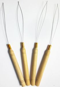 Enfileur à manche en bois de qualité supérieure, 2 pièces, pour plumes, accessoire de cheveux, Micro anneau, aiguilles de traction annulaires, outils pour extensions de cheveux9737261