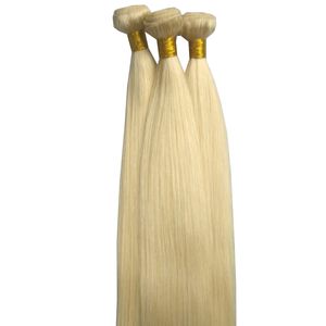 Top Grade 613 faisceaux blonds soie droite faisceaux de cheveux humains blonde vierge cheveux armure 3 faisceaux gratuit dhl