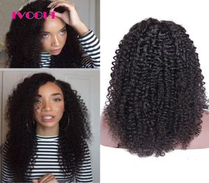 Top Grade 6a Kinky Curly Full Lace Wig Virgin Mongoolse menselijk haar kant vooraan pruik Jerry krullenloze kanten pruik met babyhaar7294226