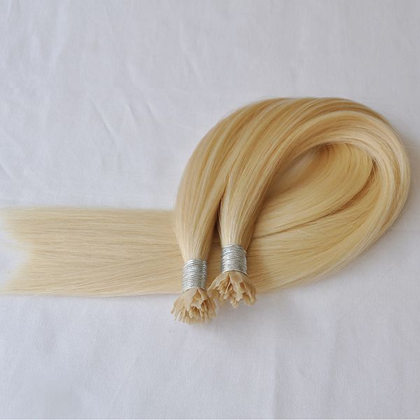 Grado superior 8A - 100% cabello humano sin procesar con punta de abanico 1 g/s200s/lote rubio 613 para extensiones de cabello remy indio al por mayor